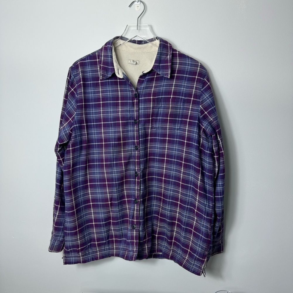 Ll Bean Women's Fleece-Lined Flannel Shirt size large